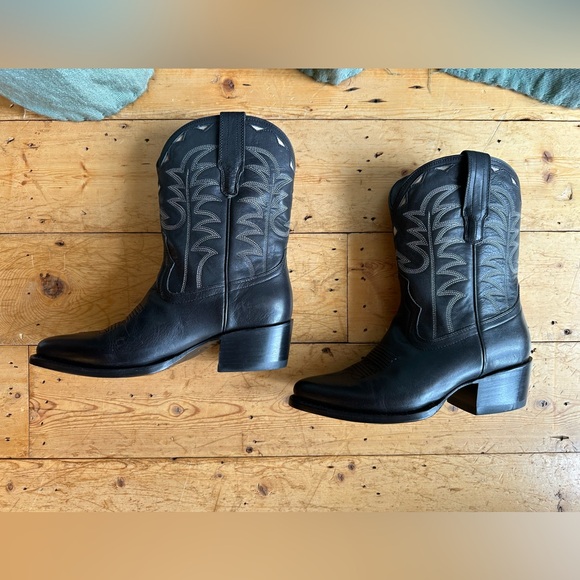Tecovas Jolene midnight cowhide black leather cowboy boots 8 - Picture 6 of 10